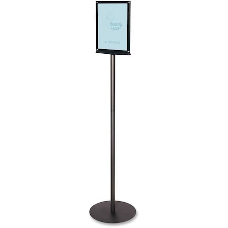 Deflecto Magnetic Sign Stand, Dual Sided, 13"x13"x56", BK DEF692056